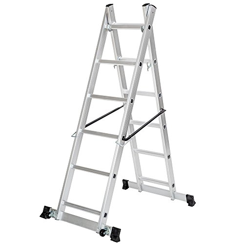 TecTake Escalera 3 en 1 de Aluminio Multipropósito Combinación y Andamio Plataforma de Trabajo