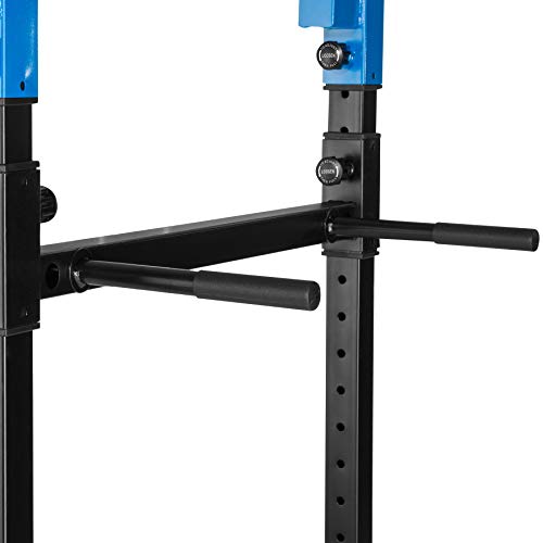 TecTake Multiestación de Fitness para Entrenamiento | 2 puntales de Seguridad macizos | Poleas para Barras de Flexiones Inferiores y Superiores Modelos (Azul Negro | No. 402737)