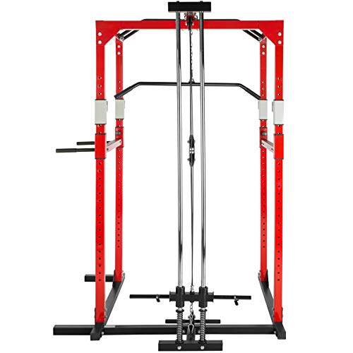 TecTake Multiestación de Fitness para Entrenamiento | 2 puntales de Seguridad macizos | Poleas para Barras de Flexiones Inferiores y Superiores Modelos (Azul Negro | No. 402737)