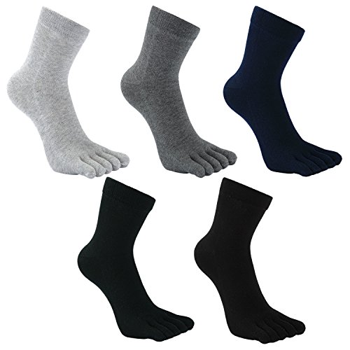 Teenloveme Calcetines de 5 Dedos para Hombres para Deportes Ciclismo Correr, Hombre Calcetines del dedo del pie, Calcetines Dedos de Pies Separados, 5 pares