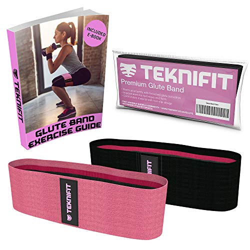 Teknifit Escultor del Booty - Hip Banda Elástica Circle Premium para Activación de Gluteos – Banda de Resistencia de Tejido Rosa con Elástico Antideslizante Diseñado para Mujeres (L/XL, Rosa)