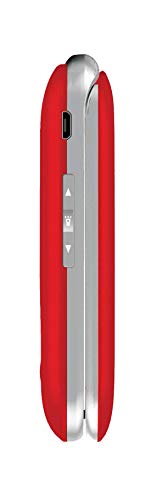Teléfono Móvil Funker C75 Rojo Easy Comfort con Tapa para Personas Mayores con botón SOS y Base cargadora.