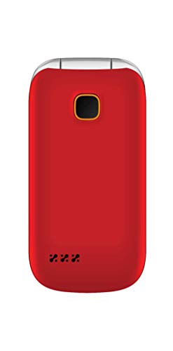 Teléfono Móvil Funker C75 Rojo Easy Comfort con Tapa para Personas Mayores con botón SOS y Base cargadora.
