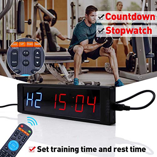 Temporizadores de Pared de Intervalo Crossfit LED Premium de 1 Pulgada Temporizadores de Gimnasio con Control Remoto Inalámbrico para Tabata EMOTM Cronómetro Cuenta Atrás/Abajo Reloj MMA