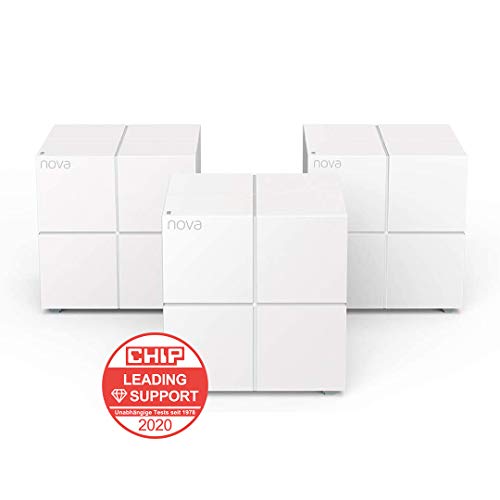 Tenda Mw6 Nova - Sistema Mesh WiFi para todo el Hogar (paquete de 3, cobertura de doble banda de hasta 500 m2, Mu-Mimo, control parental, funciona con Alexa)