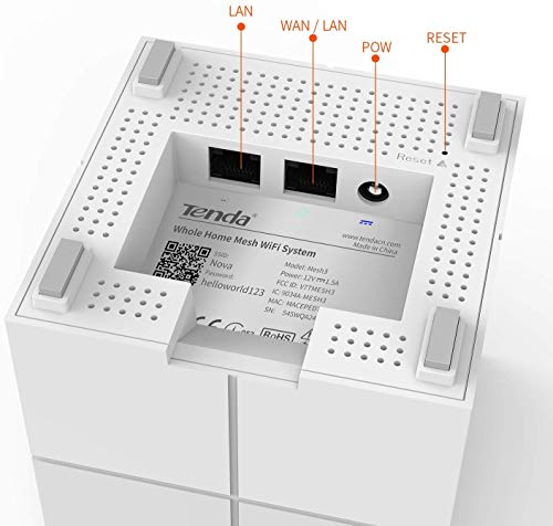 Tenda Mw6 Nova - Sistema Mesh WiFi para todo el Hogar (paquete de 3, cobertura de doble banda de hasta 500 m2, Mu-Mimo, control parental, funciona con Alexa)