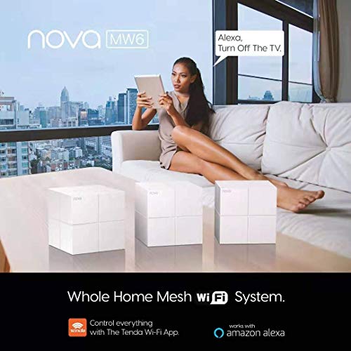 Tenda Mw6 Nova - Sistema Mesh WiFi para todo el Hogar (paquete de 3, cobertura de doble banda de hasta 500 m2, Mu-Mimo, control parental, funciona con Alexa)