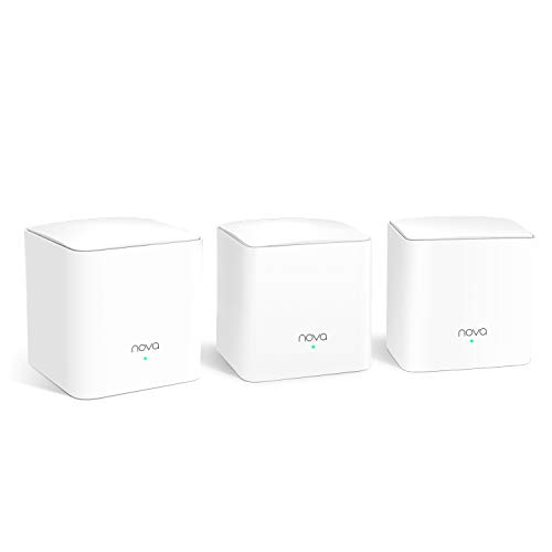 Tenda Nova MW5G Mesh WiFi Home Router AC1200 Dual Band Hasta 300m², 2 * 1000Mbps Puertos, Hasta 80 Dispositivos, Compatible con Alexa, Control Parental, Blanco, 3 Hubs