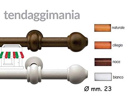 tendaggimania bastón de madera 23 mm de diámetro para cortinas arrancar Sin cuerda, con anelli-terminali- Soportes montaje, Varios colores y medidas