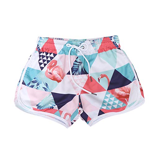 TENDYCOCO Pantalones Cortos de Nadar para Mujer Bañadores de Playa Flamingo Entrenamiento de Secado rápido Gimnasio Pantalones Deportivos