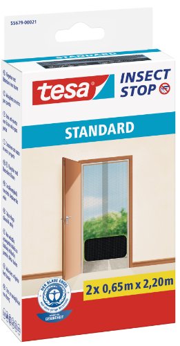 TESA 55679-00021-03 Malla mosquitera Standard para puertas, 2 telas de 0,65 cm x 2,2 m, color negro