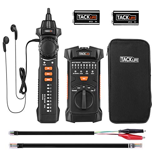 Tester de Cable, Tacklife CT03, Comprobador de Cables, Buscador de líneas RJ11 RJ45, Probador de Cable, Prueba de línea telefónica, Prueba de continuidad, LED