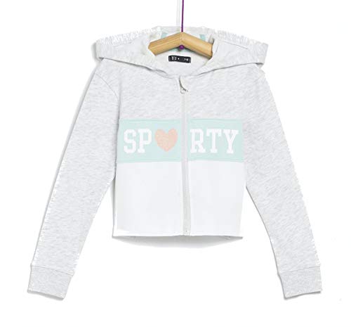 TEX - Sudadera de Deporte para Niña, Plateado Claro, 7-8 años