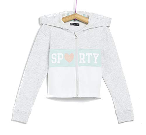 TEX - Sudadera de Deporte para Niña, Plateado Claro, 7-8 años