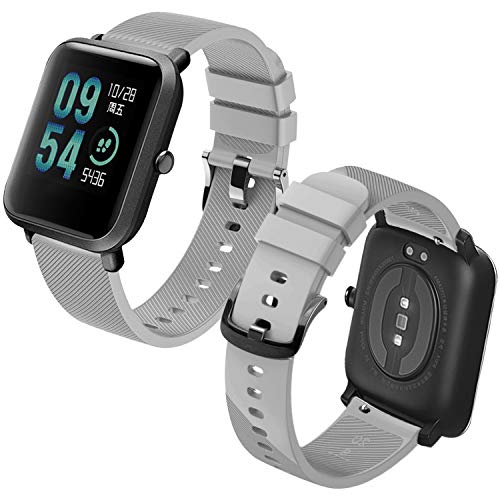 Th-some Correa para Amazfit Bip Impermeable Universal - Reemplazo de Pulsera Ajustable para Xiaomi Huami Amazfit Bip bit Lite Youth/Amazfit GTR 42mm Watch, Gris Sin Tracker