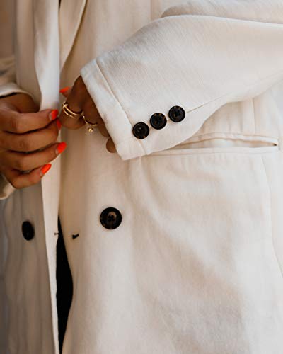 The Drop Blazer oversize de botonadura doble en color marfil para mujer por @milenalesecret, M