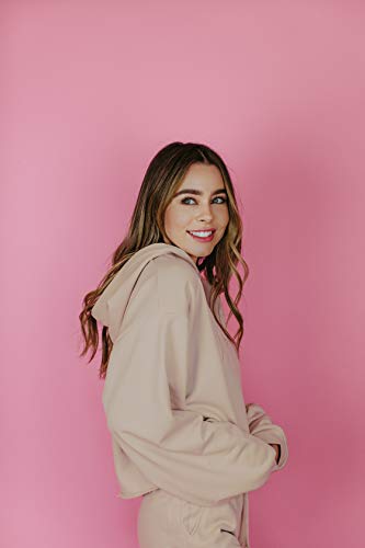 The Drop Light Camel Boxy Embroidered Slogan Hoodie by @sierrafurtado Novelty, Rose polvo, M