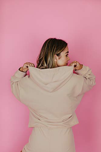 The Drop Light Camel Boxy Embroidered Slogan Hoodie by @sierrafurtado Novelty, Rose polvo, M
