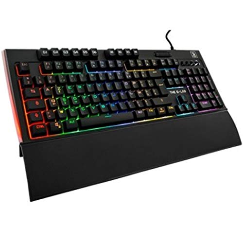 THE G-LAB Keyz Tellurium Teclado Gaming QWERTY Incluye Ñ - Teclado Gaming con Retroiluminación RGB Multicolor, Reposa Muñecas Magnético, 6 Teclas Macro y Anti-Ghosting – PC, PS4, Xbox One (Negro)