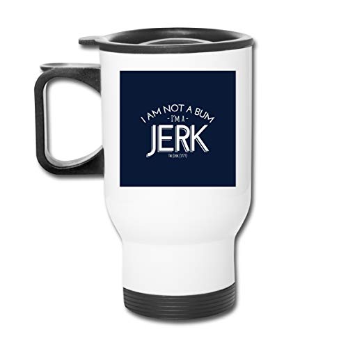 The Jerk - Taza de café de acero inoxidable de doble pared con tapa a prueba de salpicaduras para bebidas frías y calientes, 473 ml