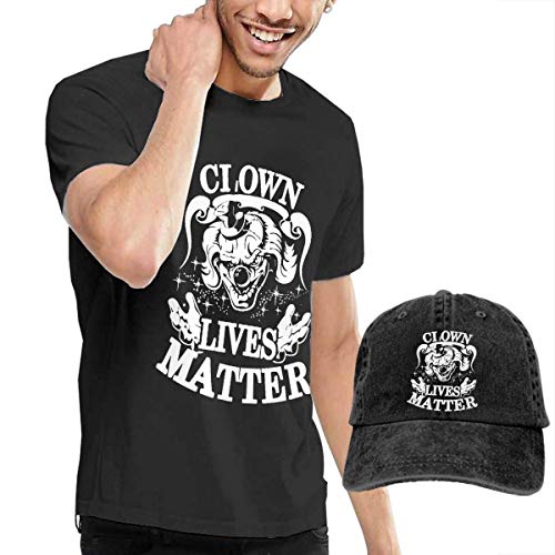Thimd Clown Camiseta de Manga Corta para Hombre,Gorra de béisbol Combinación Negro