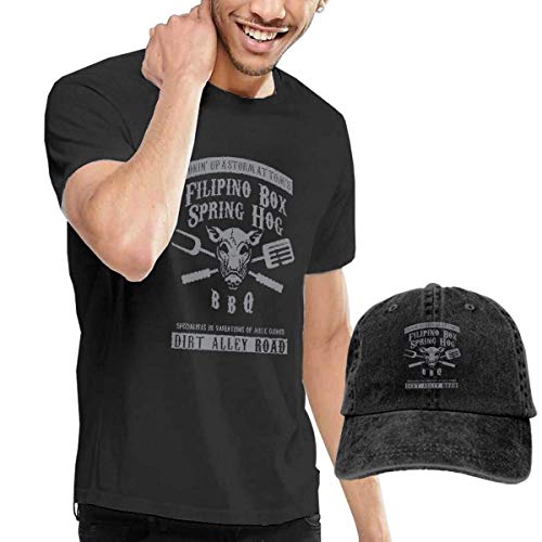 Thimd Tom Waits Inspired Filipino Box Spring Hog Camiseta de Manga Corta para Hombre,Gorra de béisbol Combinación Negro