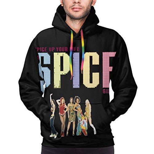 tiao9143 Spice Up Your Life Spice Girls Sudadera con Capucha para Hombre Sudadera Color Bolsillo con cordón Negro