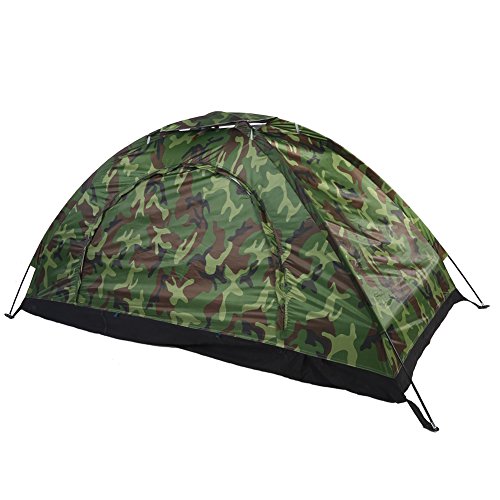 Tienda de campaña de camuflaje individual, tienda de campaña impermeable de poliéster para una persona al aire libre con bolsa de transporte para mochileros, picnic, senderismo, pesca, uso al aire lib