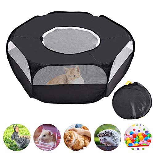 Tienda de jaulas para animales pequeños, corralito para mascotas, corral transparente transpirable para animales con cubierta superior Valla para patio de ejercicios para perros gato conejos hámster