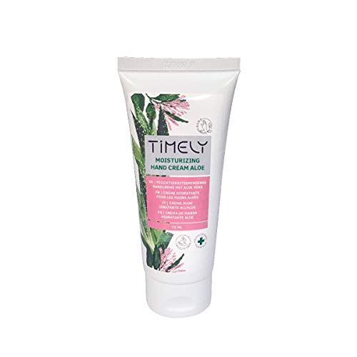 Timely - Crema de manos hidratante y regeneradora con aloe (pack de 4 x 75 ml)