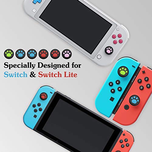 TiMOVO [6 PZS] Tapa de Botones de Pulgar Compatible con Nintendo Switch y Switch Lite, Cubierta Protectora de Botones de Silicona Diseño de Pata de Gato Joy-con, Multicolor