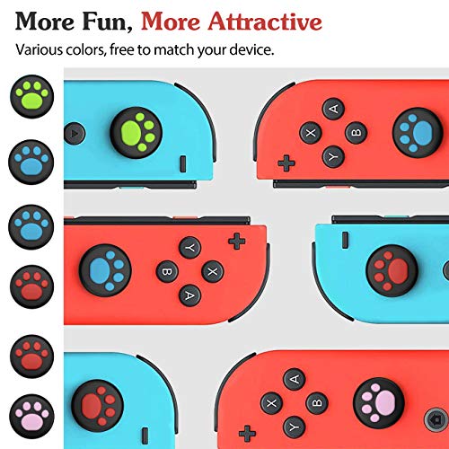 TiMOVO [6 PZS] Tapa de Botones de Pulgar Compatible con Nintendo Switch y Switch Lite, Cubierta Protectora de Botones de Silicona Diseño de Pata de Gato Joy-con, Multicolor