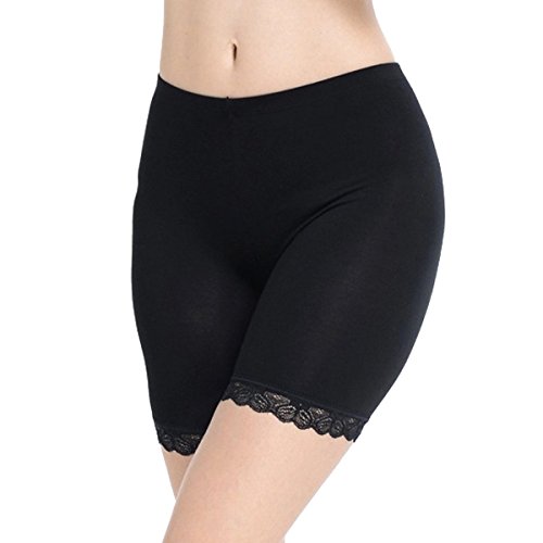 TININNA: faja pantalón para mujer, remate de bordado, en algodón Negro
 XL