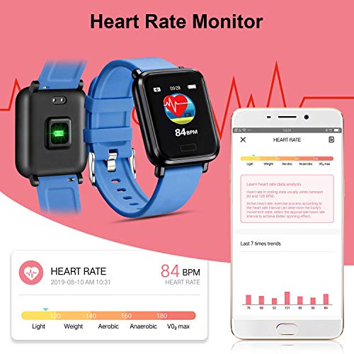 Tipmant Reloj Inteligente Mujer Hombre Smartwatch Pulsera de Actividad Inteligente Impermeable IP68 Pulsómetros Podómetro Monitor de Sueño Calorías para iPhone Android Xiaomi Samsung Huawei (Azul)