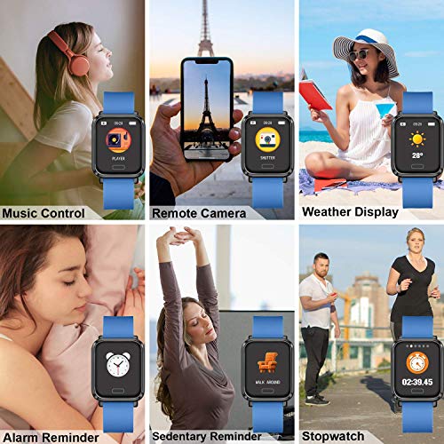 Tipmant Reloj Inteligente Mujer Hombre Smartwatch Pulsera de Actividad Inteligente Impermeable IP68 Pulsómetros Podómetro Monitor de Sueño Calorías para iPhone Android Xiaomi Samsung Huawei (Azul)
