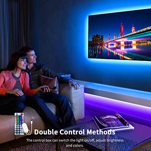 Tiras LED, Govee Luces LED RGB 5M 5050 con Control Remoto de 44 Botones y Caja de Control, 150 Tira LED 20 Colores 8 Modos de Brillo y 6 opciones DIY para la Habitación, Dormitorio, Techo, 12V