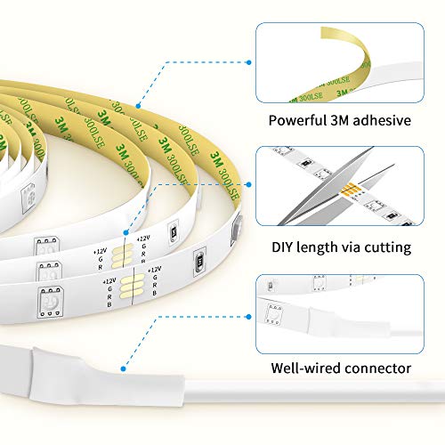 Tiras LED, Govee Luces LED RGB 5M 5050 con Control Remoto de 44 Botones y Caja de Control, 150 Tira LED 20 Colores 8 Modos de Brillo y 6 opciones DIY para la Habitación, Dormitorio, Techo, 12V