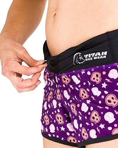 Titan Box Wear Go Calaveras Pantalón Corto, Mujer, Violeta/Rosa/Negro, XL