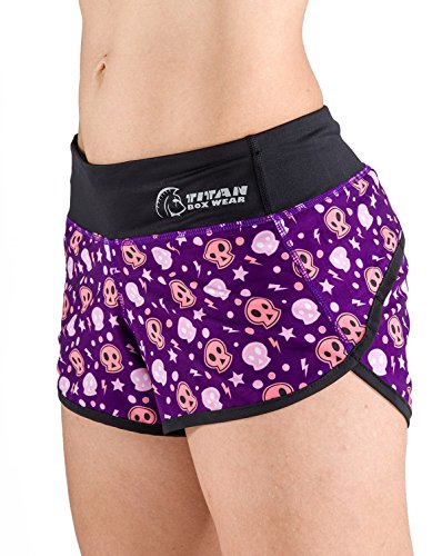 Titan Box Wear Go Calaveras Pantalón Corto, Mujer, Violeta/Rosa/Negro, XL