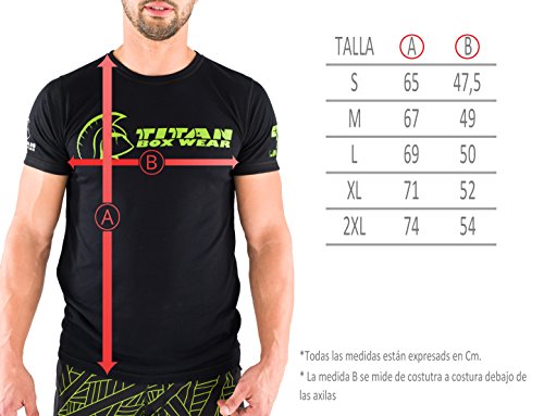 Titan Box Wear Go Franny Camiseta, Hombre, Negro/Amarillo/Verde, S