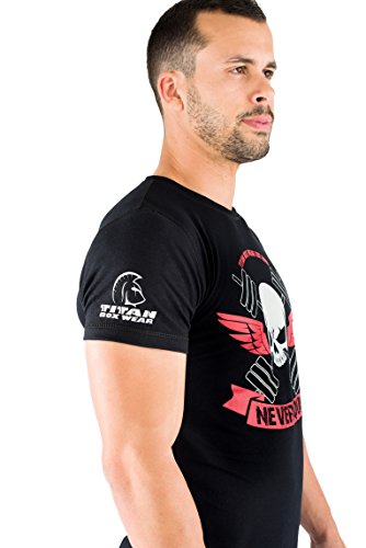 Titan Box Wear Never Quit Camiseta, Hombre, Negro/Rojo/Gris, 2XL