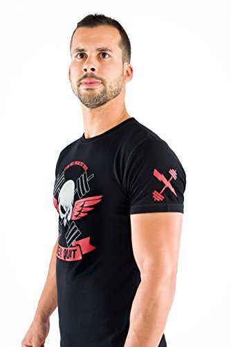 Titan Box Wear Never Quit Camiseta, Hombre, Negro/Rojo/Gris, 2XL