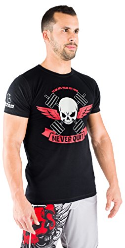 Titan Box Wear Never Quit Camiseta, Hombre, Negro/Rojo/Gris, 2XL