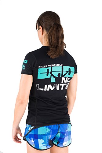 Titan Box Wear No Limits Camiseta, Mujer, Negro/Turquesa/Blanco, XL