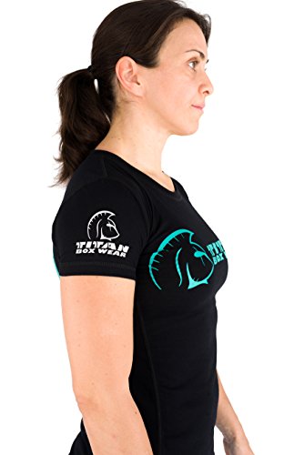 Titan Box Wear No Limits Camiseta, Mujer, Negro/Turquesa/Blanco, XL