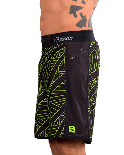 Titan Box Wear Primal Pantalón Corto, Hombre, Negro/Verde, 2XL