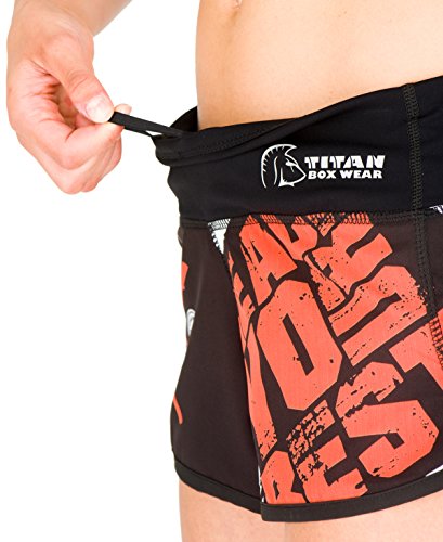 Titan Box Wear RYB Pantalón Corto, Mujer, Naranja/Blanco/Negro, L
