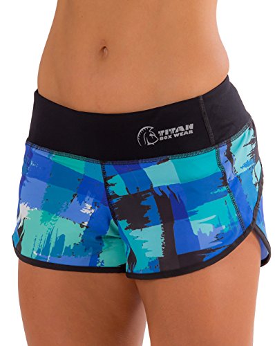 Titan Box Wear Sapphire Pantalón Corto, Mujer, Azul/Negro/Verde, XL