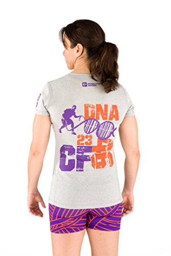 Titan Box Wear Warrior DNA Camiseta, Mujer, Gris/Morado/Naranja, L