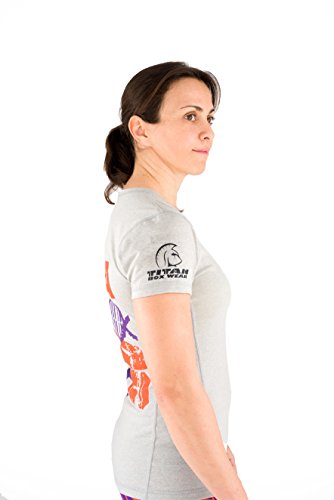 Titan Box Wear Warrior DNA Camiseta, Mujer, Gris/Morado/Naranja, L